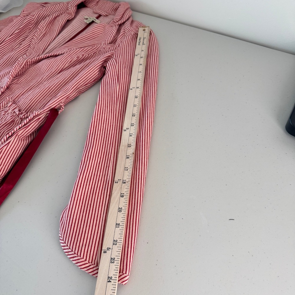 Vintage Y2K Free People Striped Blazer 2 Satin Bow Belt Coquette Romantic Preppy - Picture 12 of 13